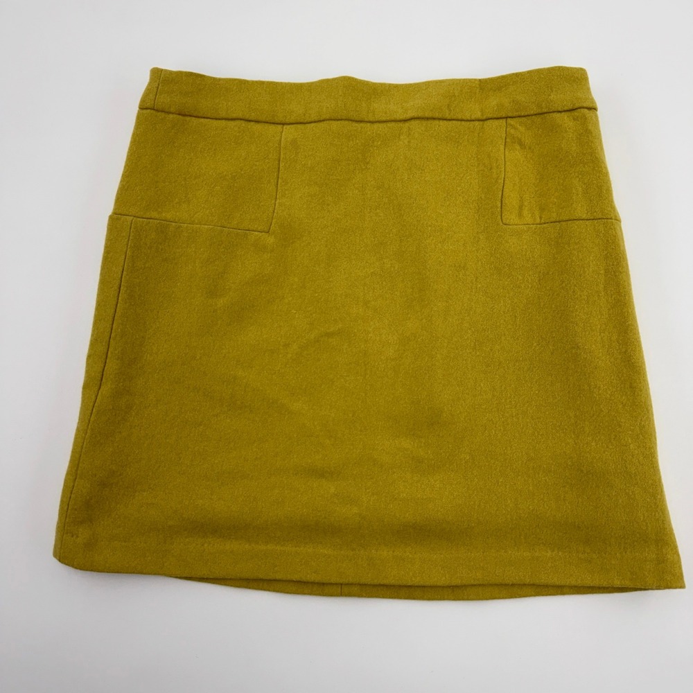 Willi Smith Mustard Yellow Wool‎ Blend Mini Skirt Size 2 Lined A-Line